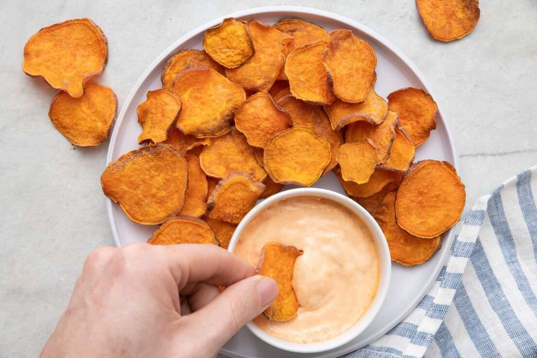 Lightly Air-Fried Sweet Potatoes